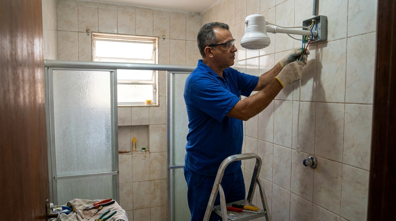 Substituição de Chuveiro Antigo em Cascavel‑PR